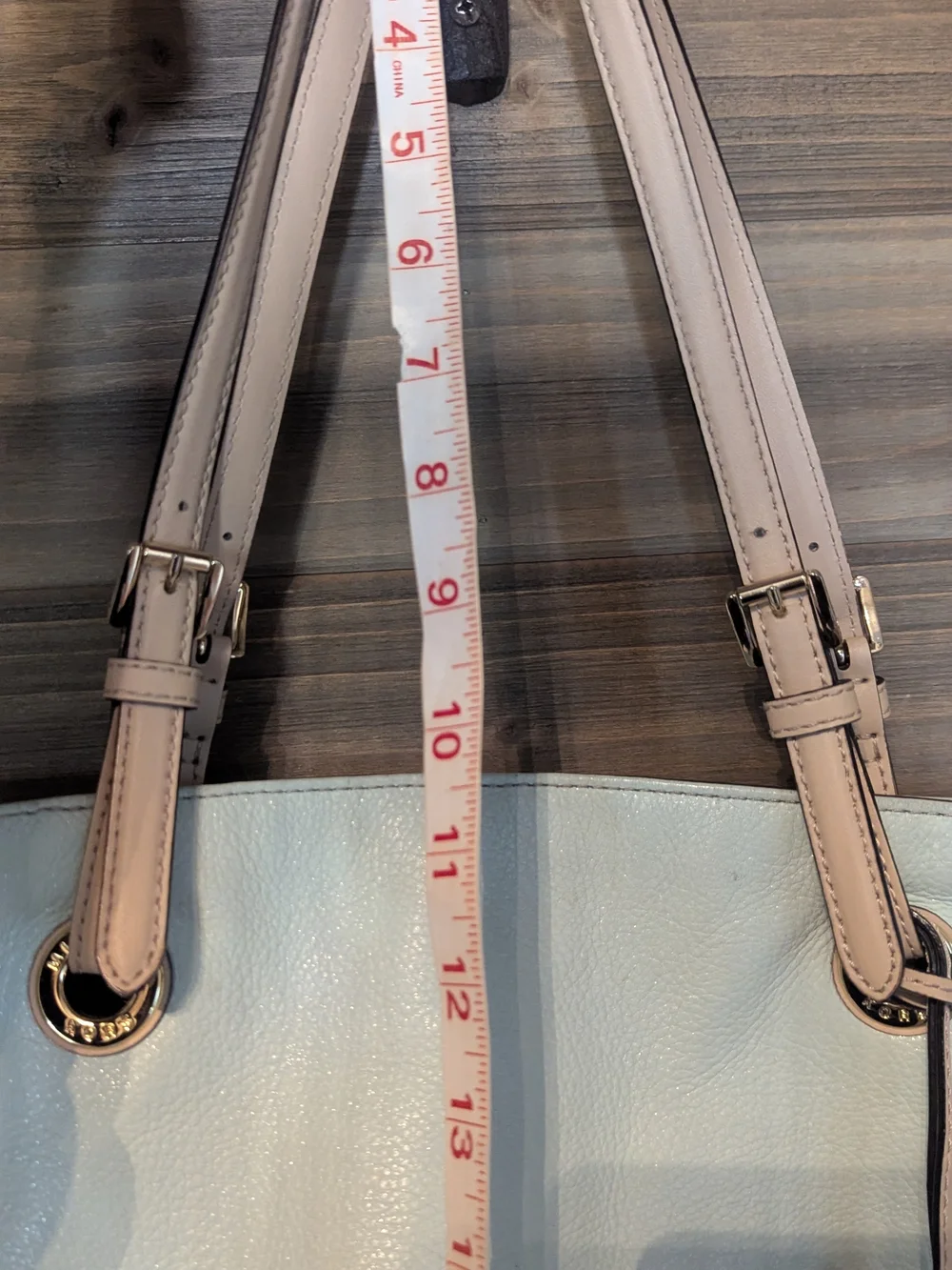 Michael Kors Mint Leather Tote Bag with Tan Straps